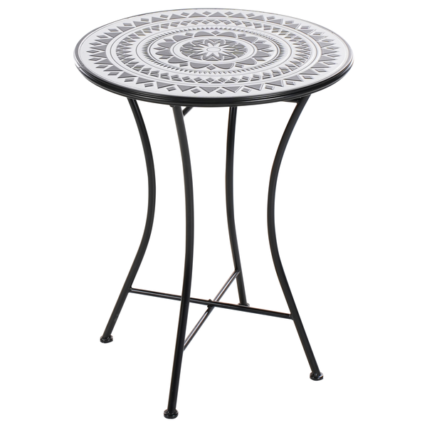 Outdoor Bistrotisch COMISO 60 cm 60 cm Metall Schwarz / Weiß