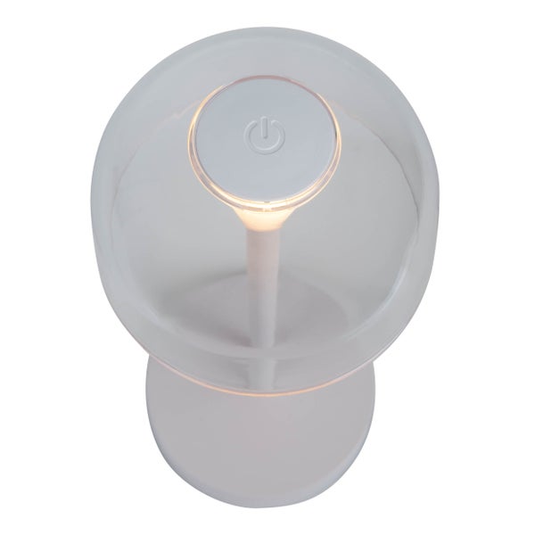 Tischleuchte mit transparentem Lampenschirm