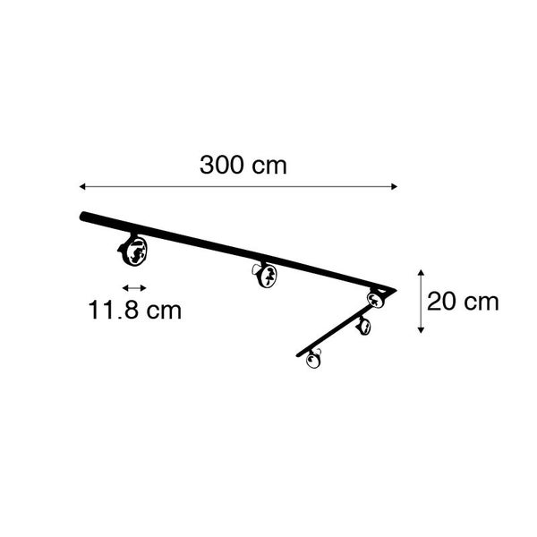 Schienensystem mit 5 Spots schwarz 1-phasig - Go