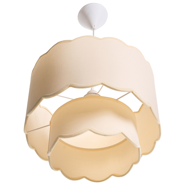 Zweilagige Stoff-Hängeleuchte mit gewelltem Rand