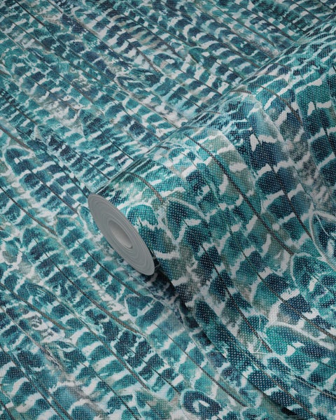 Origin Wallcoverings Tapete Federn Meeresgrün - 53 cm x 10.05 m - 347393