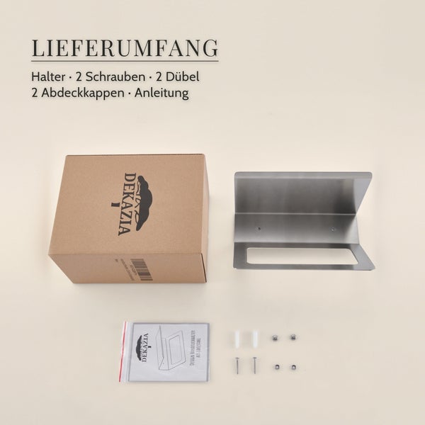 Edelstahl Handtuchhalter von Dekazia inklusive Montagematerial und Anleitung in Kartonverpackung