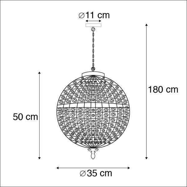 Art Deco Hängelampenkristall mit Gold 35 cm - Kasbah