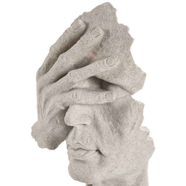 Dekorative Skulptur eines Gesichts mit Hand vor den Augen