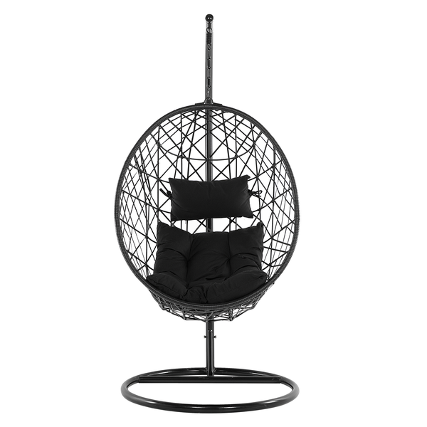 Hängesessel mit Gestell ALATRI Polyrattan Schwarz