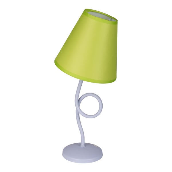 Tischleuchte mit Lampenschirm und gewundenem Fuß