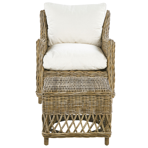 Gartensessel 2er Set mit Auflagen RIBOLLA mit Fußstütze Rattan Naturfarben