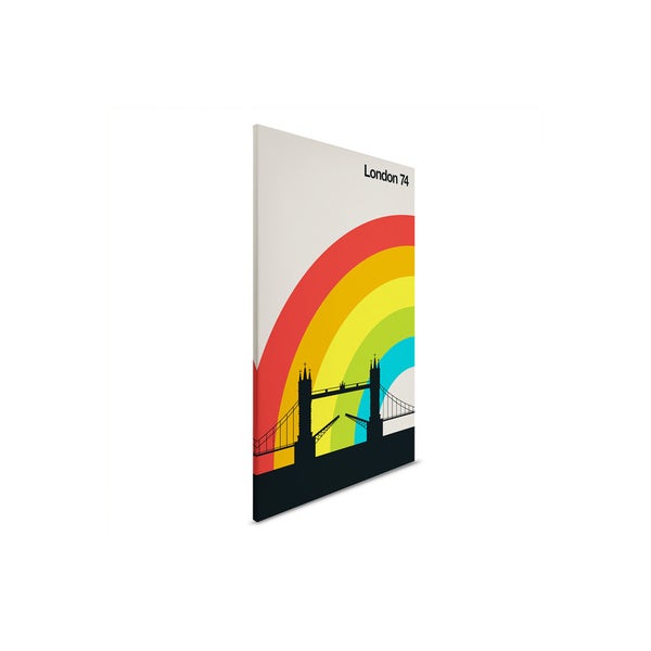 Dekorative Leinwand mit Londoner Skyline und Regenbogenmotiv