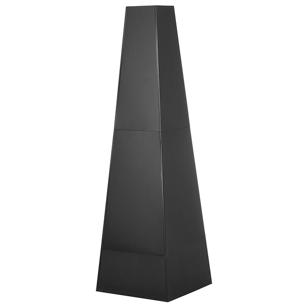 Gartenkamin in Pyramidenform aus Metall in Anthrazit.