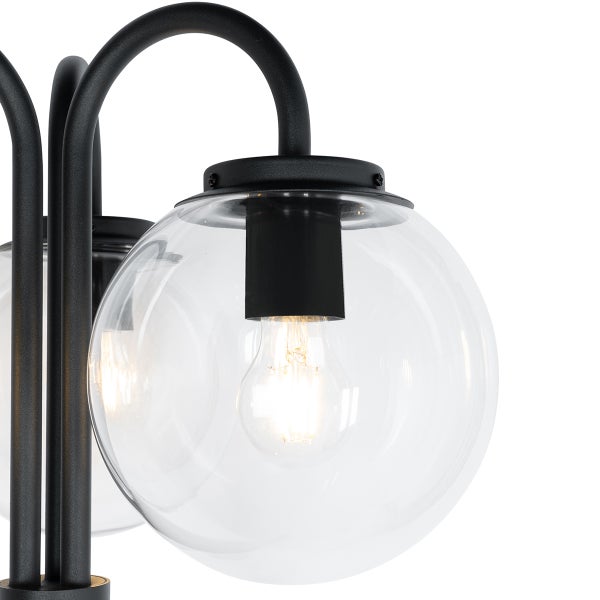 Laterne schwarz mit Klarglas 200 cm 3-flammig IP44 - Sfera