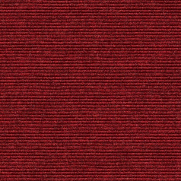 Roter Rips-Teppichboden mit strukturierter Rippenoberfläche.