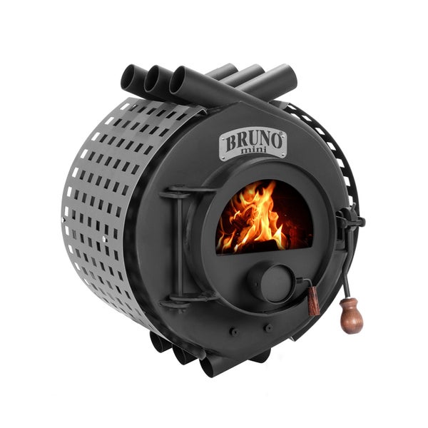 Bruno Mini Ofen aus Stahl mit Brennholzfeuer