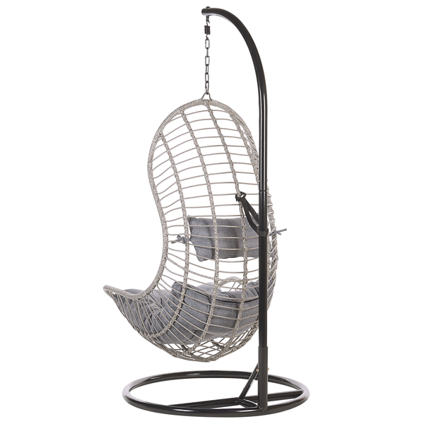 Hängesessel mit Gestell PINETO Polyrattan Grau