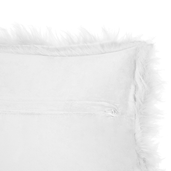 Dekokissen 2er Set LUBHA Webpelz 42 x 42 cm Weiß Ohne Muster