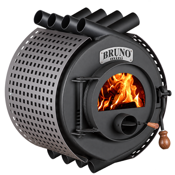 Bruno Mini Kaminofen mit Sichtfenster und Holzgriff