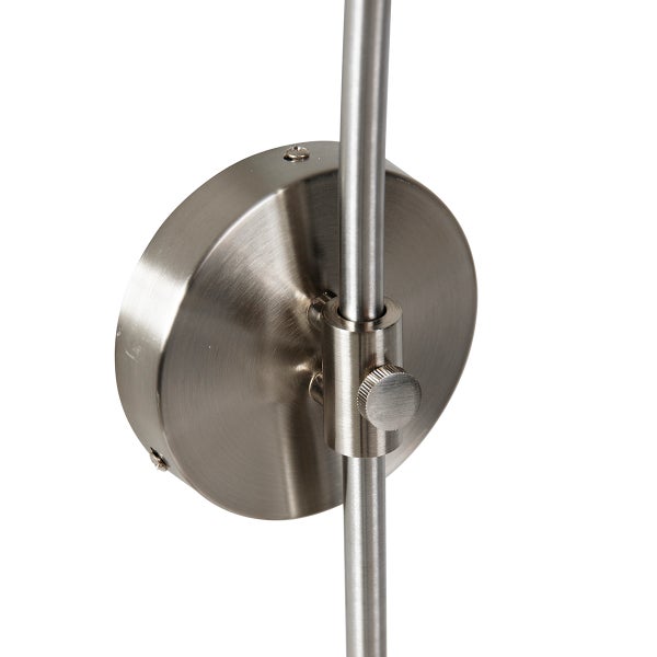 Retro Wandbogenlampe aus Stahl mit weißem Schirm verstellbar