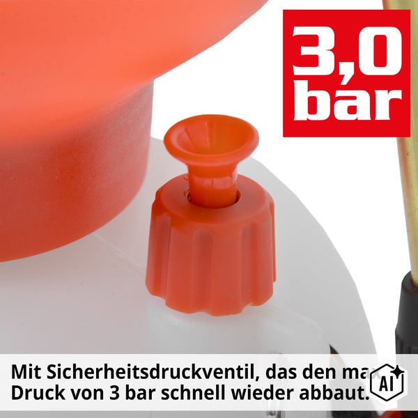 Sicherheitsdruckventil für Drucksprüher mit einem maximalen Druck von 3 bar zur Druckentlastung.