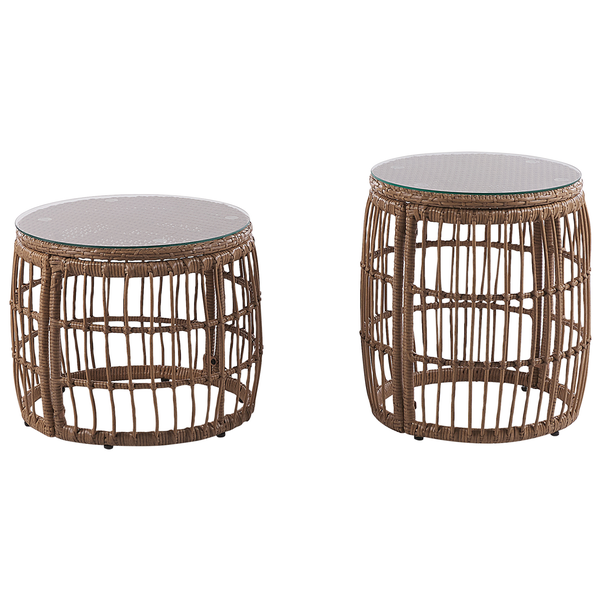 Lounge Set mit Tisch 4-Sitzer RAVELLO Polyrattan Naturfarben
