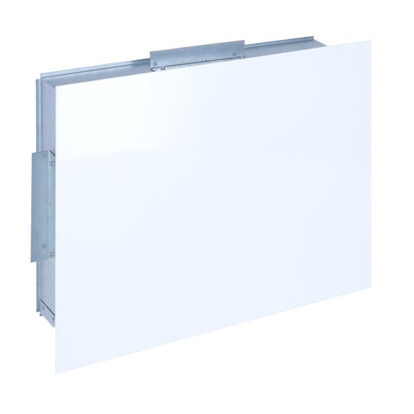 Rechteckiges weißes Metall-Frontpanel für Küchenschrank mit sichtbarer Metallhalterung