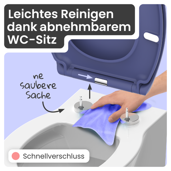 Illustration eines WC-Sitzes mit Reinigungsfunktion durch Abnehmen