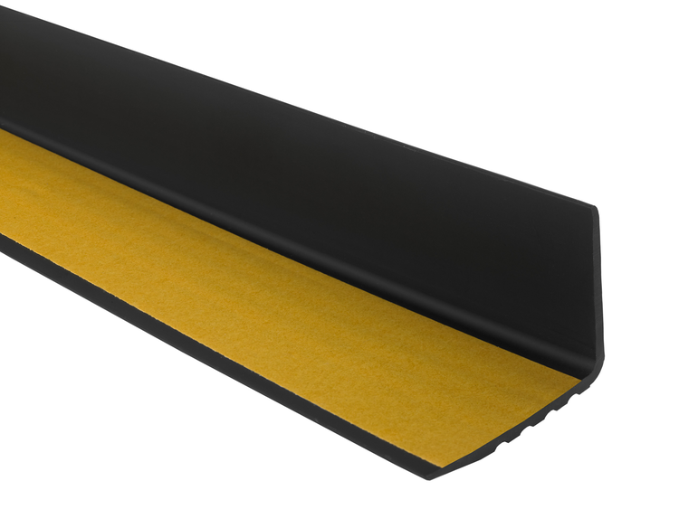 Schwarze Sockelleiste mit Klebestreifen