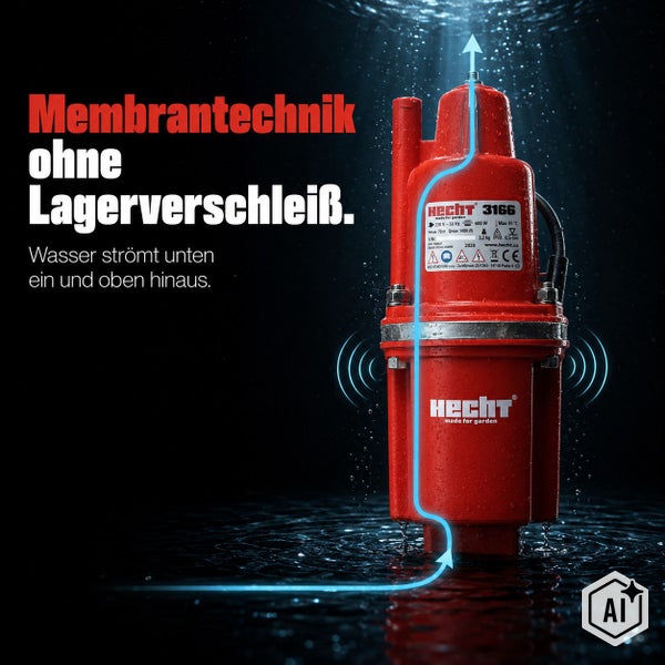 Hecht Tauchpumpe 3166 mit Membrantechnik ohne Lagerverschleiß