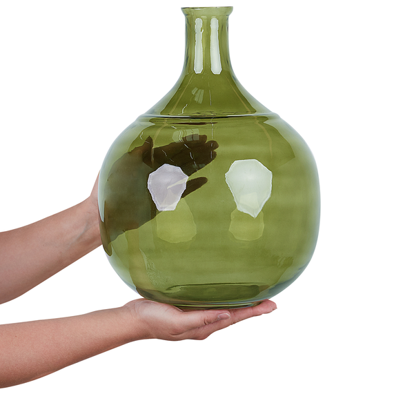 Blumenvase ACHAAR Glas 34 cm Olivgrün