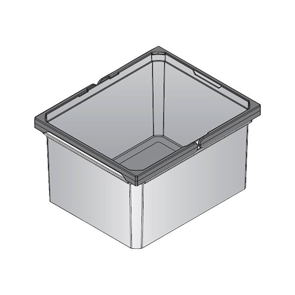 Kunststoff-Lagerbox grau, rechteckige offene Eurobox aus robustem Kunststoff.