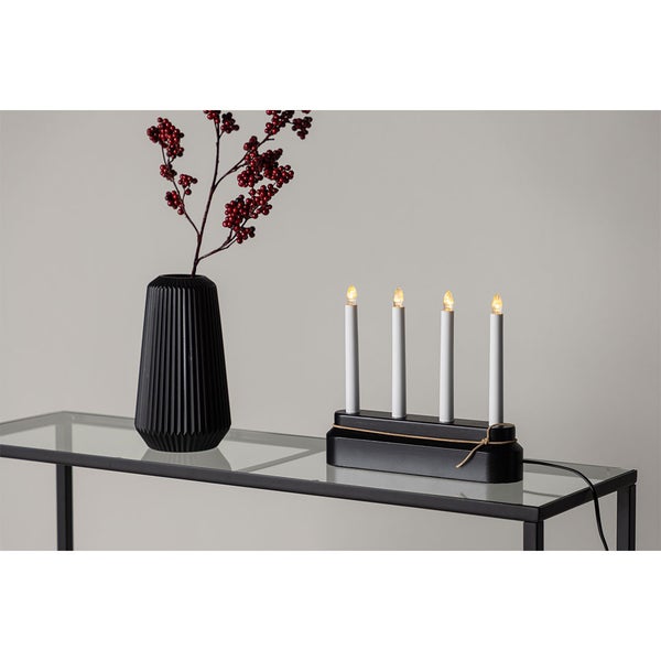 Näsfjället Adventsleuchter elektrisch 4 Lichter schwarz. 25 X 7 X 25 cm
