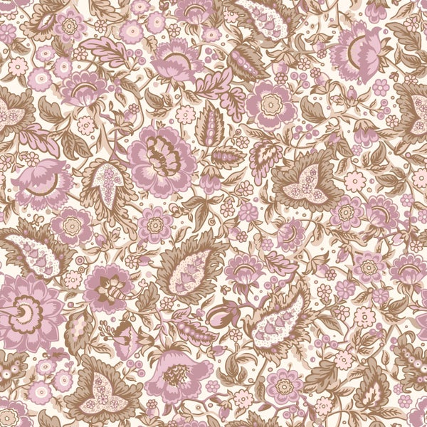 ESTAhome Tapete Blumenmuster Braun und Lila - 50 x 900 cm - 131495