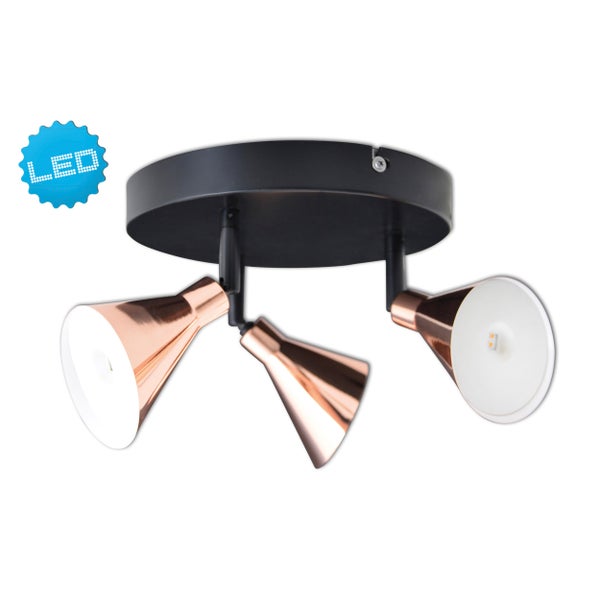 3er LED-Wand-u. Deckenspot COPPER d:38cm