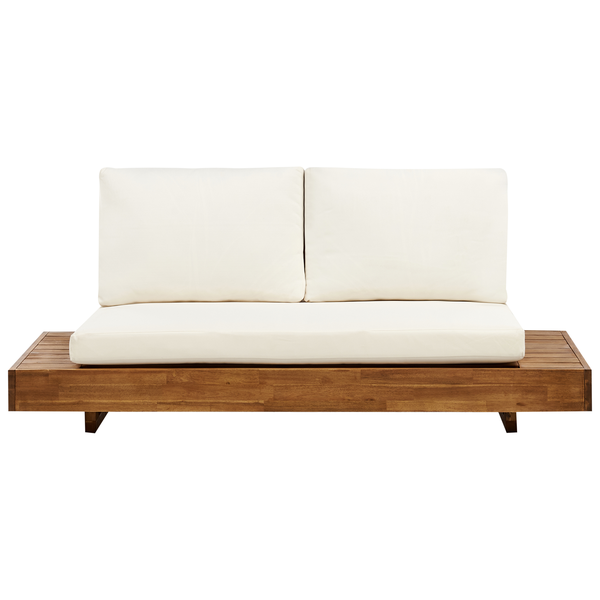 Lounge Set zertifiziertes Akazienholz 5-Sitzer Auflagen weiß MARETTIMO