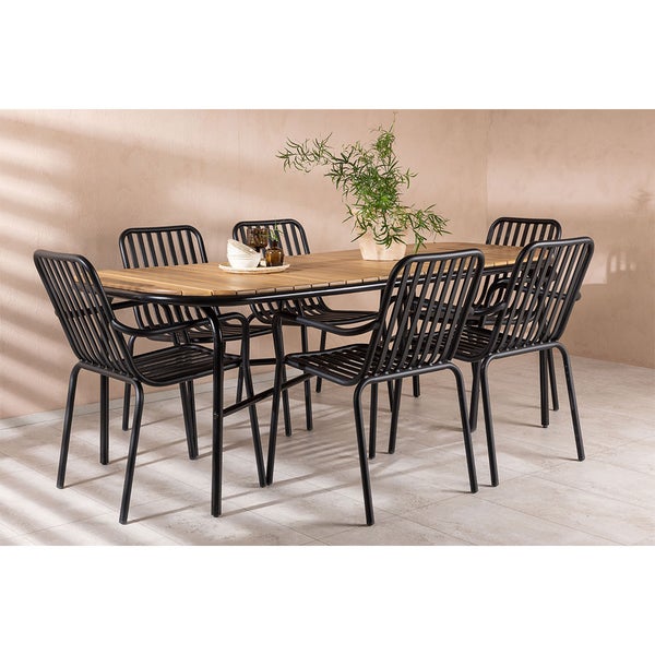 Gartensitzgruppe mit Tisch und sechs Stühlen