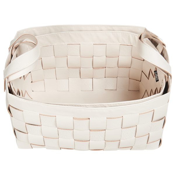 Aufbewahrungskorb aus geflochtenem Kunstleder mit Griffen