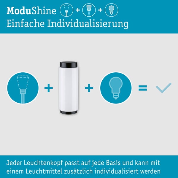 ModuShine Leuchtensystem mit flexibler Leuchtmittelauswahl für smarte Beleuchtung, dekorative Glühbirnen und energieeffiziente LED Lampen.