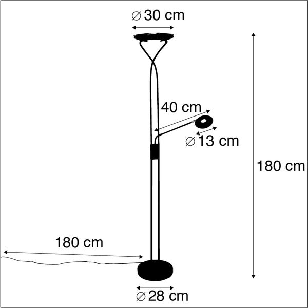 QAZQA - Moderne Stehlampe Bronze inkl. LED mit Lesearm - Mallorca Dimmer I Dimmbar I Wohnzimmer I Schlafzimmer I Deckenfluter - Stahl Länglich - I (nicht austauschbare) LED