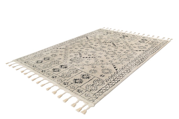 Kurzflor Teppich Gaston Weiß Ethno-Design 160 x 230 cm