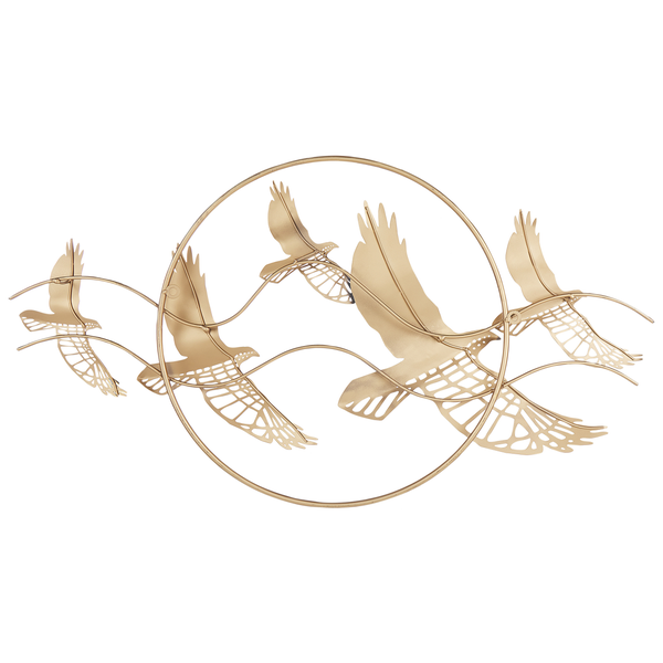 Dekorationsobjekt aus Metall mit fliegenden Vögeln in einem Kreis