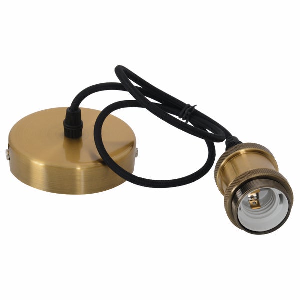 Lampenaufhängung aus Metall mit Textilkabel