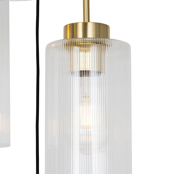 Art-Deco-Hängelampe Gold mit Glas 7-flammig - Laura