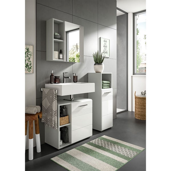 Copa Spiegelschrank Bad 1 Tür 2 Fächer hellgrau, Spiegel. 55 X 17 X 55 cm
