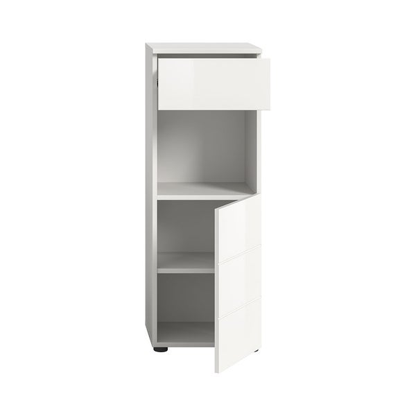 Vira Badschrank 1 Schublade 1 Tür 1 Fach weiß Hochglanz, weiß. 38 X 34 X 106 cm