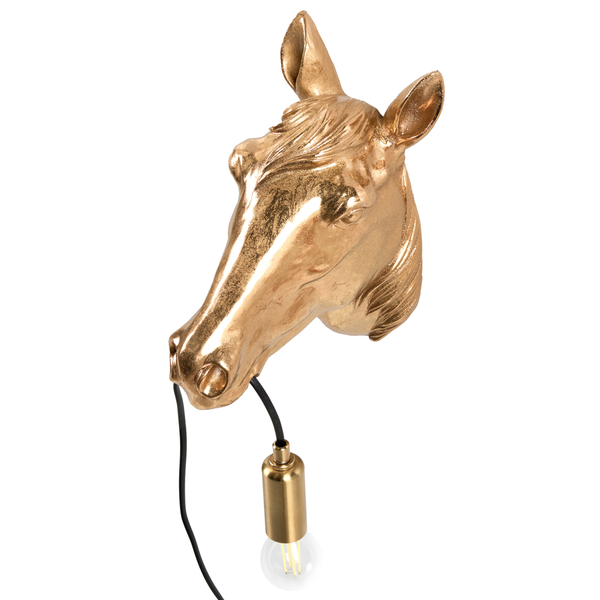 Pferdekopf Wandleuchte mit Glühbirne