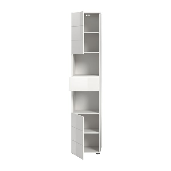 Vira Hochschrank Bad 1 Schublade 2 Türen 2 Fächer weiß Hochglanz, weiß. 38 X 34 X 190 cm