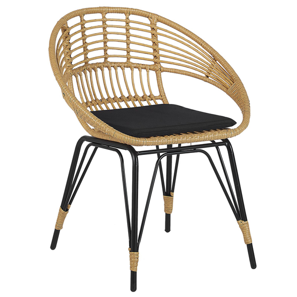 Bistro Set inkl. Kissen PELLARO Polyrattan Schwarz