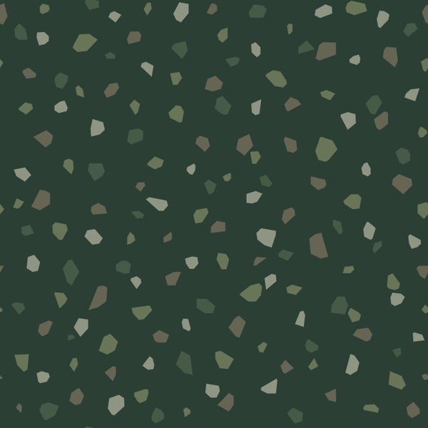 ESTAhome Tapete Terrazzo-Motiv Dunkelgrün - 50 x 900 cm - 139827