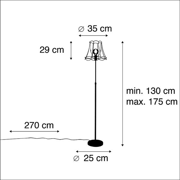 Stehleuchte schwarz mit Granny Frame 35 cm verstellbar - Parte