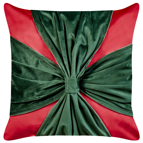 Dekokissen 2er Set MARSHMALLOW Samtstoff 45 x 45 cm Rot Weihnachtsmotiv