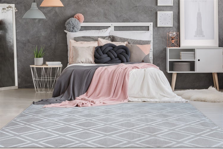 Kurzflor Teppich Blissique Grau / Blau Modern, Klassisch 160 x 230 cm