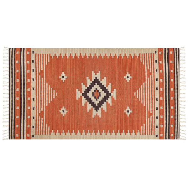 Teppich GAVAR Orange 80 x 150 cm Baumwolle Kelim